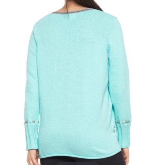 🔴 SALE Pure Knits Light Turquoise V-neck Pullover Sweater - Picture 2 of 11
